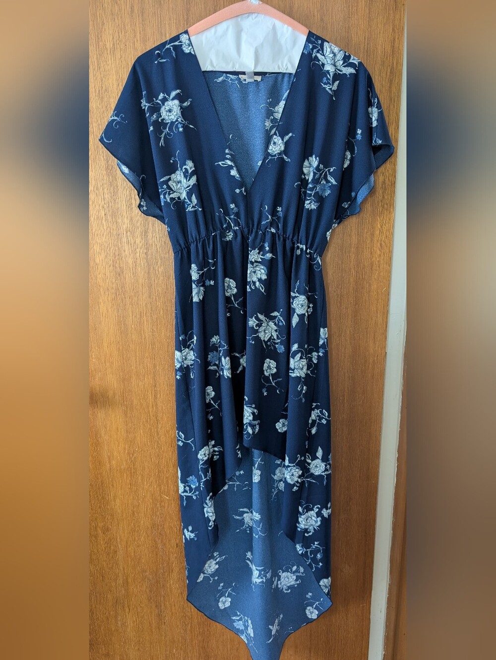Ecote Navy Dress with Light Blue Floral Print